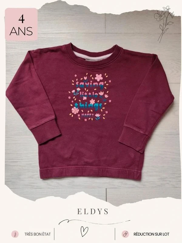 Sweat bordeaux 🦄 Taille 4 ans 🦄 Eldys